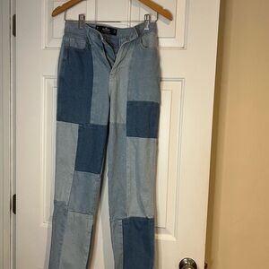 Hollister Ultra High Rise Mom Jean Vintage Stretch Patchwork Denim Jeans
